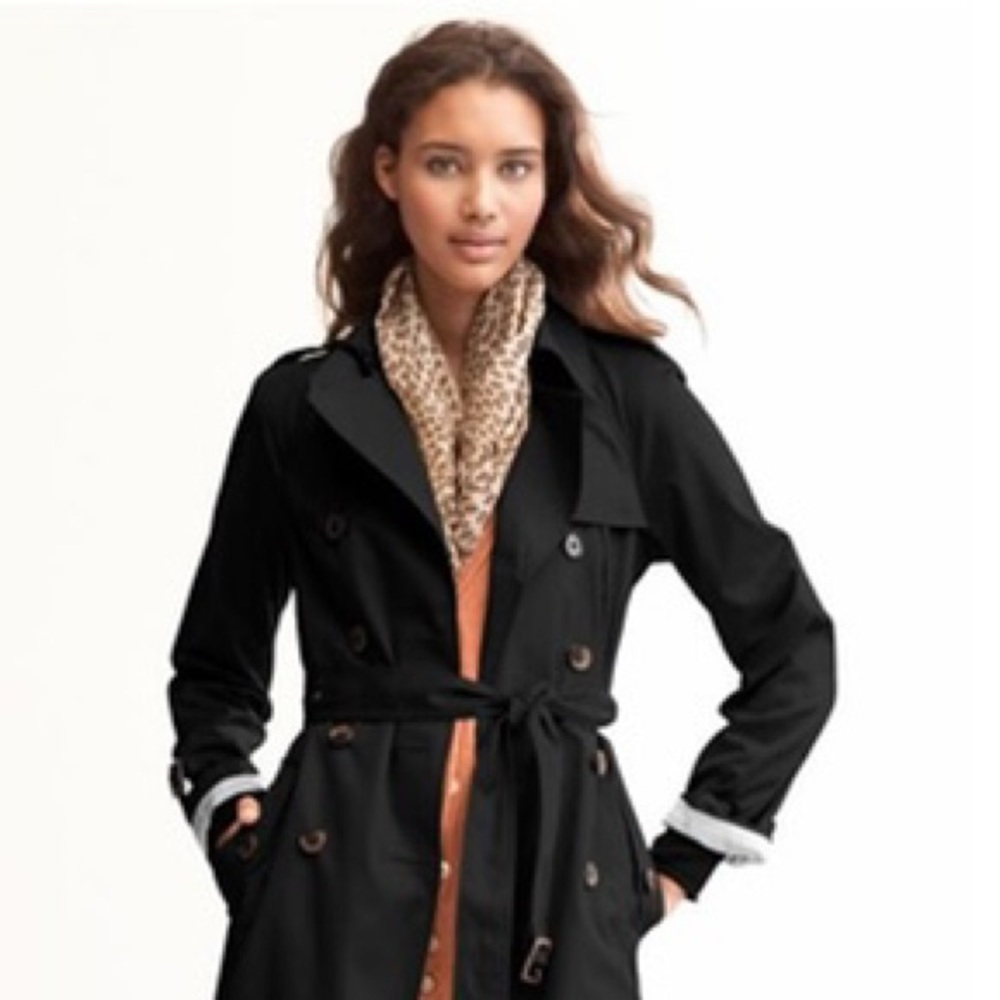 Banana Republic Trench Coat, Petite XS, Black